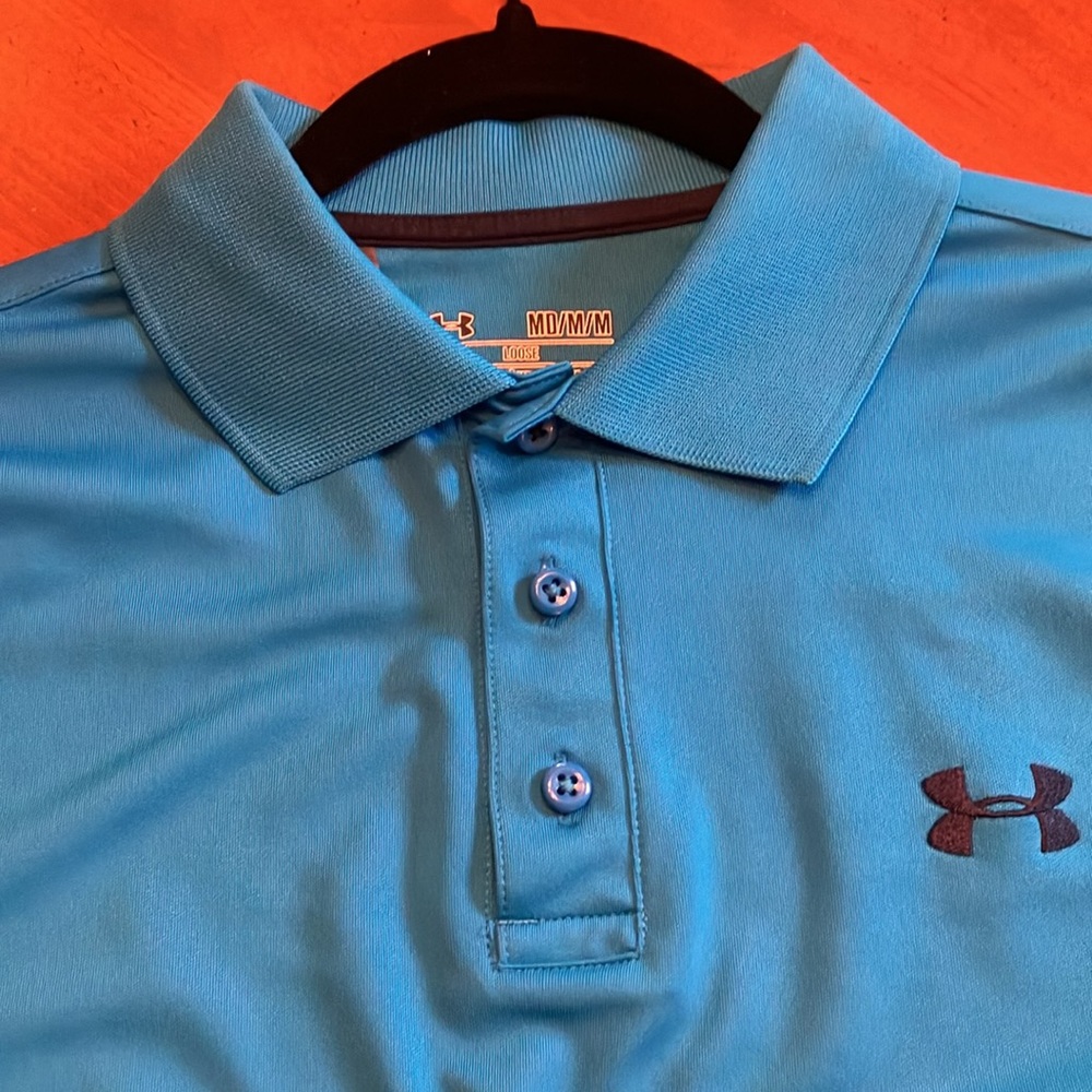 Men’s Bright Blue Under Armour Golf Shirt - Picture 3 of 8